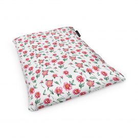 Fotoliu Units Puf Bean Bag tip Perna, impermeabil, indoor/outdoor, sac interior, 115 x 150 x 25 cm, alb cu flori rosii BEANUNB-PL-L-EXT-008