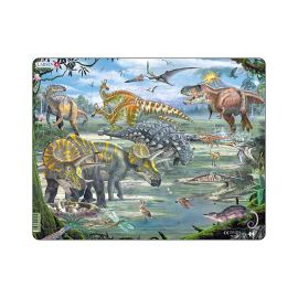 Puzzle maxi Dinozauri fascinanti, orientare tip portret, 65 de piese, Larsen KDGLS-FH31