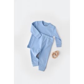 Set bluzita cu maneca lunga si panataloni lungi - bumbac organic 100% - Bleu, Baby Cosy (Marime: 12-18 Luni) JEMBC-CSY3031-12