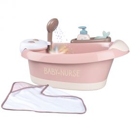 Cadita pentru papusa Smoby Baby Nurse Baleno Bath roz cu accesorii HUBS7600220368