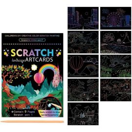 Set 9 planse razuibile Scratch ArtCards 16x12 cm Bambinice BN053 BBJBN053_Peisaje