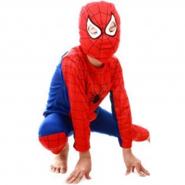 Costum Spiderman M 110-120 cm Ikonka IK17977 BBJIK17977_Albastru/Rosu