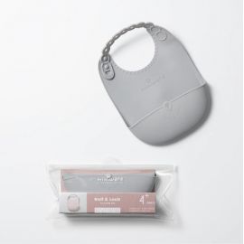 Baveta bebelusi Miniware Roll & Lock, 100% din silicon alimentar, Grey JEMmw_SBIBG