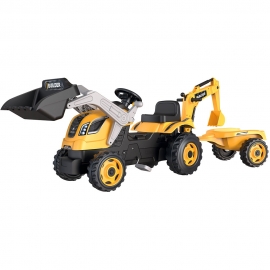 Tractor cu pedale si remorca Smoby Builder Max galben HUBS7600710304
