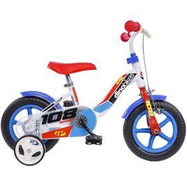 Bicicleta copii Dino Bikes 10' 108 Sport alb si albastru cu frana HUBDB-108FL-0506-WB