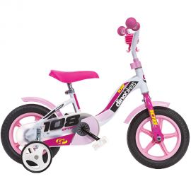 Bicicleta copii Dino Bikes 10' 108 Sport alb si roz HUBDB-108L-0509-WP