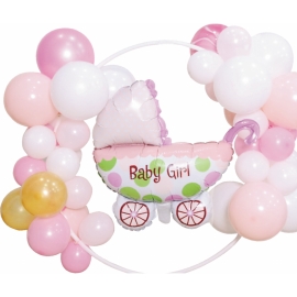 Set 41 baloane Baby Girl si suport rotund din plastic JUBHB-400835