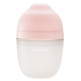 Biberon Anticolici Mombella Breast-Like, 210ml, Tetina M flux mediu, 100% Silicon, Old Roze KRT8139