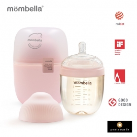 Biberon Anticolici Mombella Breast-Like, 210ml, Tetina M flux mediu, PPSU,Old Roze KRT8143