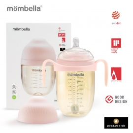 Biberon Anticolici Mombella Breast-Like, 300ml, Tetina 360° XL Flux Consistent, PPSU, Old Roze KRT8165