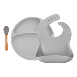 Set de hranire BWL II Minikoioi, 100% Premium Silicone – Powder Grey KRT101070017