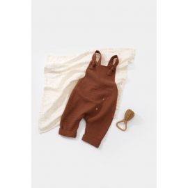 Salopeta de vara cu pantaloni lungi din muselina, BabyCosy, 100%bumbac, caramiziu (Marime: 9-12 luni) JEMBC-CSYM7007-9