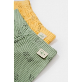 Set 2 pantalonasi cu botosei Printed, BabyCosy, 50% modal+50% bumbac, Lamaie/Verde (Marime: 0-3 Luni) JEMBC-CSYM11615-0