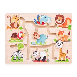 Jucarie din lemn - Labirint cu portrete de animale in miscare TSG90313