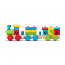 Jucarie din lemn - Tren cu cuburi de stivuit TSG91846