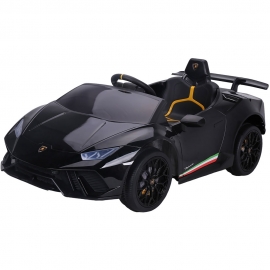Masinuta electrica Chipolino Lamborghini Huracan black cu scaun din piele si roti EVA HUBELKLAHU21BK