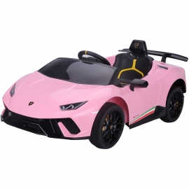 Masinuta electrica Chipolino Lamborghini Huracan pink cu scaun din piele si roti EVA HUBELKLAHU24PI