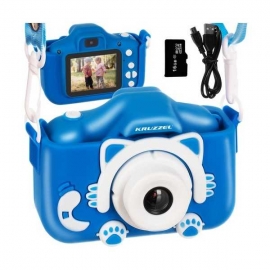 Aparat foto digital pentru copii Kitty, 2 inch, 3MP, card 16GB Kruzzel MY18070 BBJMY18070_Albastru