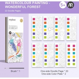 Carte de colorat cu apa,  pensula de pictat si culori incluse, 19 x 8 x 1.3 cm,  Wonderful Forest Mideer MD4194 BBJMD4194_Initiala