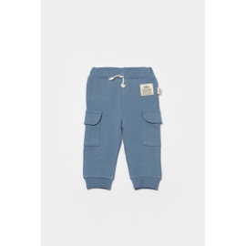 Pantaloni cu buzunare laterale, Two thread, 100%bumbac organic - Indigo, BabyCosy (Marime: 12-18 Luni) JEMBC-CSY8017-12