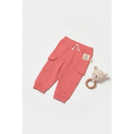 Pantaloni cu buzunare laterale, Two thread, 100%bumbac organic - Rose, BabyCosy (Marime: 12-18 Luni) JEMBC-CSY8018-12