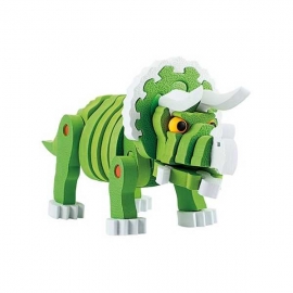 Puzzle 3D Spuma Dino Triceraptos 63 piese Toi-Toys TT43544A BBJTT43544A_Verde