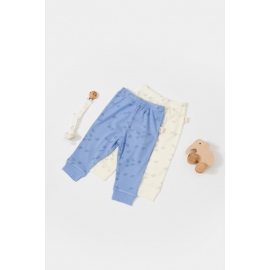 Set 2 pantalonasi Printed, BabyCosy, 50% modal+50% bumbac, Ecru/Lavanda (Marime: 6-9 luni) JEMCSYM11617-6