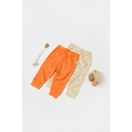 Set 2 pantalonasi Printed, BabyCosy, 50% modal+50% bumbac, Stone/Apricot (Marime: 12-18 Luni) JEMCSYM11619-12