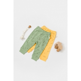 Set 2 pantalonasi Printed, BabyCosy, 50% modal+50% bumbac, Verde/Lamaie (Marime: 12-18 Luni) JEMCSYM11618-12