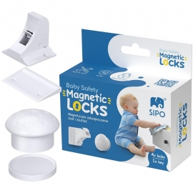 Set 4 protectii magnetice pentru usi de dulapuri si sertare, SIPO Baby Safety EKDSBS-M4