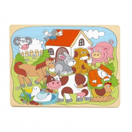 Puzzle din lemn - Animale de la ferma (10 piese)