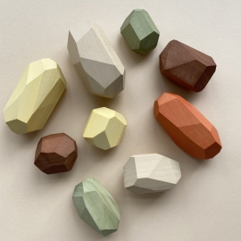 Jucarie din lemn - Echilibru cu pietre (culori pamantii)
