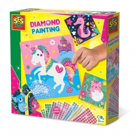 Set creativ de pictura pentru copii cu diamante si animale fericite