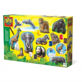 Set pentru copii cu mulaj si pictura cu animale din jungla