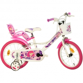Bicicleta copii Dino Bikes 16' Fairy alb si roz HUBDB-164RSN-05FY