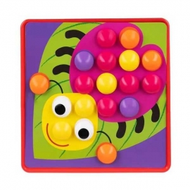Joc Educational Button Idea  cu 12 mozaicuri si 45 butoane colorate in 6 culori Kruzzel MY18258 BBJMY18258_Initiala