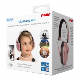 Casti antifonice pentru copii, ofera protectie auditiva, SNR 27, 5+ ani, roz, Reer SilentGuard Kids 53304