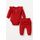 Set bebelusi 2 piese – body cu volanase + pantaloni cu fundita - rosu bbl-bbk014