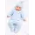 Set bleu pentru bebelusi din bumbac cu bluza petrecuta, pantaloni si caciulita, roz tram0018