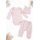 Set bebelus fetita 3 piese body pantaloni caciula bumbac ribat roz deschis trpb0163