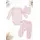 Set bebelus fetita 3 piese body pantaloni caciula bumbac ribat roz deschis trpb0163