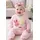 Set bebe fetita 2 piese roz cu iepurasi bluza maneca lunga pantaloni bumbac trpb0183