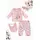 Set bebe fetita 4 piese roz bumbac bluza pantalonasi bavetica bentita imprimeu iepuras trpb0189
