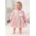 Rochita bebe fetita roz eleganta cu guler dantela si floare decorativa trpb0210