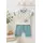Set din doua piese pentru bebelusi, bumbac, maimutica brodata, babyim tram1-3