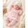 Compleu nou nascut fetite cu bluzita, pantaloni, caciulita, manusi si bavetica, roz floral, bimbo, 0-3 luni, hsn304sbs