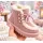 Cizme roz imblanite pentru fete din piele ecologica, talpa cauciuc, model cozy (2)