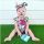 Body alb cu trandafiri roz si cu bentita asortata MBHA07374-4-R2