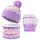 Set lila cu roz imblanit - caciulita cu fular si manusi MDHT2023-2-2-ca1