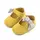 Pantofi pentru bebelusi, galben mustar cu fundita gri chd2749-1-va10